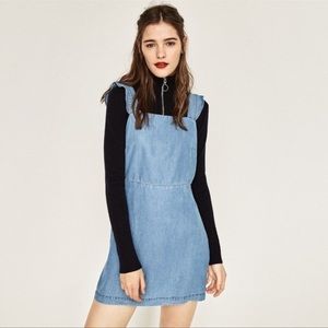 Zara-Denim Square-Neck Slim Dress